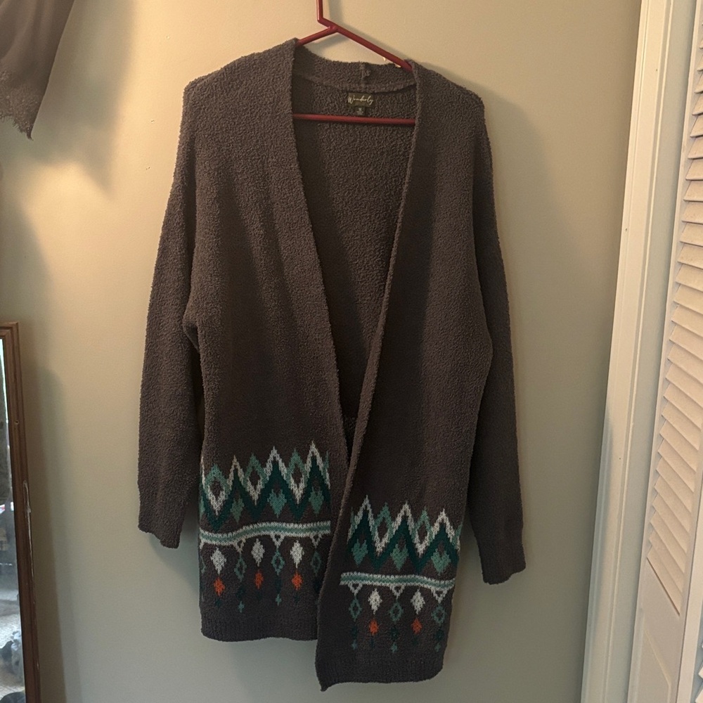 Wonderly Charcoal Textured Cardigan